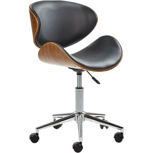 Beliani Desk Chair Black Faux Leather - Adjustable Height Swivel Office Chair Beliani Desk Chair Black Faux Leather - Adjustable Height Swivel Office Chair
