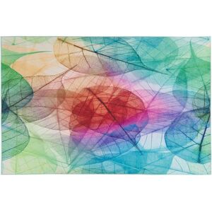Beliani Rug Multicolour 140 x 200 cm Leaf Print Modern - Rug Beliani Rug Multicolour 140 x 200 cm Leaf Print Modern - Rug