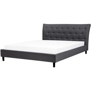 Beliani Super King Size Dark Grey Fabric Upholstered Bed - Modern Design Beliani Super King Size Dark Grey Fabric Upholstered Bed - Modern Design