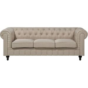 Beliani Chesterfield Beige Fabric Sofa - Sofa Beliani Chesterfield Beige Fabric Sofa - Sofa