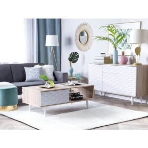 Beliani Coffee Table Light Wood White - Scandinavian Style - 120x60cm Beliani Coffee Table Light Wood White - Scandinavian Style - 120x60cm