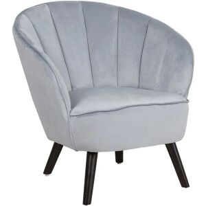 Beliani Armchair Light Grey Velvet Fabric Upholstery Glam Shell Back Accent Chair - Armchair Beliani Armchair Light Grey Velvet Fabric Upholstery Glam Shell Back Accent Chair - Armchair