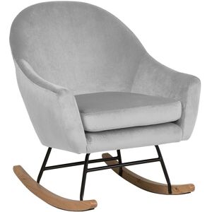 Beliani OXIE Light Grey Velvet Rocking Chair - Rocking Chair Beliani OXIE Light Grey Velvet Rocking Chair - Rocking Chair
