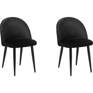 Beliani Set of 2 Dining Chairs - Black Velvet - Modern Retro Style Beliani Set of 2 Dining Chairs - Black Velvet - Modern Retro Style