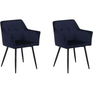 Beliani - JASMIN Dark Blue Velvet Dining Chairs Set of 2 Beliani - JASMIN Dark Blue Velvet Dining Chairs Set of 2