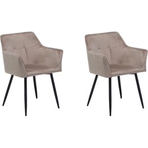 Beliani Set of 2 Taupe Velvet Dining Chairs - Dining Chairs Beliani Set of 2 Taupe Velvet Dining Chairs - Dining Chairs
