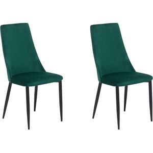 Beliani Set of 2 Emerald Green Velvet Dining Chairs - Dining Chairs Beliani Set of 2 Emerald Green Velvet Dining Chairs - Dining Chairs