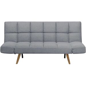 Beliani Sofa Bed Light Grey Fabric Upholstered 3 Seater Reclining Backrest Square Quilted - Sofa Bed Beliani Sofa Bed Light Grey Fabric Upholstered 3 Seater Reclining Backrest Square Quilted - Sofa Bed