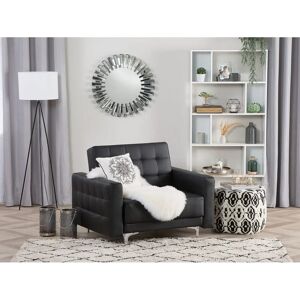 Beliani Armchair Black Faux Leather Tufted Modern Living Room Reclining Chair Silver Legs Track Arm - Armchair Beliani Armchair Black Faux Leather Tufted Modern Living Room Reclining Chair Silver Legs Track Arm - Armchair
