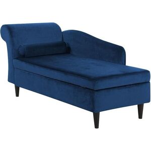 Beliani Left Hand Velvet Chaise Lounge Navy Blue - Chaise Lounge Beliani Left Hand Velvet Chaise Lounge Navy Blue - Chaise Lounge