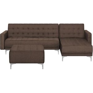 Canapé d'angle convertible - Marron Foncé - Modulaire L avec Ottoman de Beliani - Publicité Canapé d'angle convertible - Marron Foncé - Modulaire L avec Ottoman de Beliani - Publicité