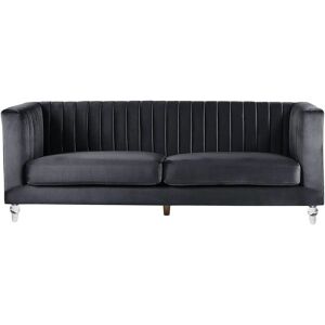 Beliani Black Velvet 3 Seater Sofa - Sofa Beliani Black Velvet 3 Seater Sofa - Sofa