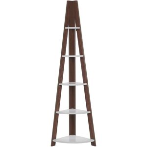 Beliani 4-Tier Ladder Bookcase Dark Wood - White - Modern Corner Shelf Beliani 4-Tier Ladder Bookcase Dark Wood - White - Modern Corner Shelf
