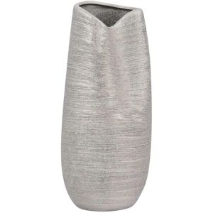 Beliani Decorative Vase DERBE Stoneware 32 cm Silver - Decorative Vase Beliani Decorative Vase DERBE Stoneware 32 cm Silver - Decorative Vase