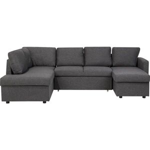 Beliani Dark Grey Corner Sofa Bed - U-Shaped Modern Living Room 5 Seater with Storage Beliani Dark Grey Corner Sofa Bed - U-Shaped Modern Living Room 5 Seater with Storage