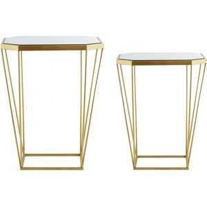 Beliani Gold Mirrored Round Side Tables Set of 2 - Side Tables Beliani Gold Mirrored Round Side Tables Set of 2 - Side Tables