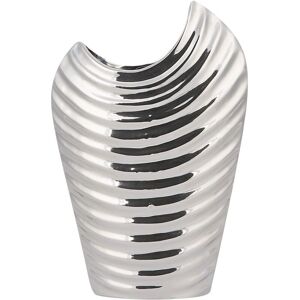 Beliani Silver Decorative Flower Vase - Opulent Ribbed Design - Flower Vase Beliani Silver Decorative Flower Vase - Opulent Ribbed Design - Flower Vase