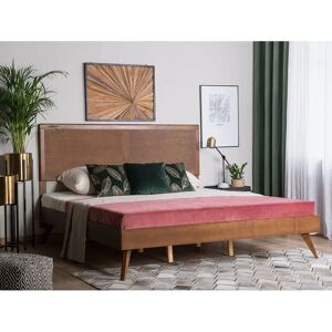 Beliani Dark Wood Super King Bed - High Headboard & Slatted Base Beliani Dark Wood Super King Bed - High Headboard & Slatted Base