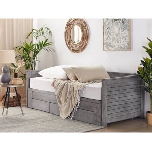 Beliani Bed Frame with Storage Grey Rubberwood EU Single to Super King - Daybed Beliani Bed Frame with Storage Grey Rubberwood EU Single to Super King - Daybed