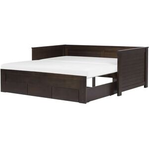 Beliani Bed Frame with Storage - Dark Brown - Single to Super King Size Daybed - EU Beliani Bed Frame with Storage - Dark Brown - Single to Super King Size Daybed - EU