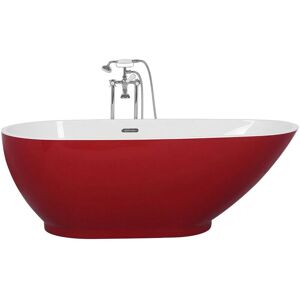 Beliani Freestanding Bath White-Red Oval - Bathtub Beliani Freestanding Bath White-Red Oval - Bathtub