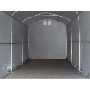 Tente Garage Toolport 4x24m - PVC 850, Gris, avec Pack Statique - Publicité Tente Garage Toolport 4x24m - PVC 850, Gris, avec Pack Statique - Publicité