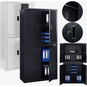 Armario de Oficina Arebos - 180x90x40 cm, Negro, 4 Puertas Armario de Oficina Arebos - 180x90x40 cm, Negro, 4 Puertas