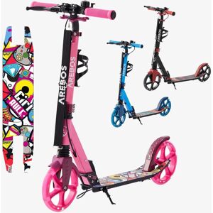 Arebos Pink Kick Scooter - LED Tyres, Up to 100kg - Kick Scooter Arebos Pink Kick Scooter - LED Tyres, Up to 100kg - Kick Scooter