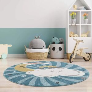 Carpet City Blauer Kinderteppich - Mond Wolken Sterne 160cm Carpet City Blauer Kinderteppich - Mond Wolken Sterne 160cm