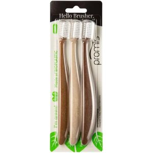 Brosse à dents Promis Trio Wood - Écologique, Tête Petite et Dense, Poils Doux - Publicité Brosse à dents Promis Trio Wood - Écologique, Tête Petite et Dense, Poils Doux - Publicité