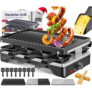 KESSER Raclette Parrilla - 1200W, Piedra Natural, 8 Personas KESSER Raclette Parrilla - 1200W, Piedra Natural, 8 Personas