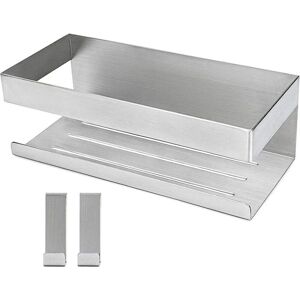 LINGHHANG - Self-adhesive stainless steel shower shelf - 2 hooks - Shower shelf LINGHHANG - Self-adhesive stainless steel shower shelf - 2 hooks - Shower shelf