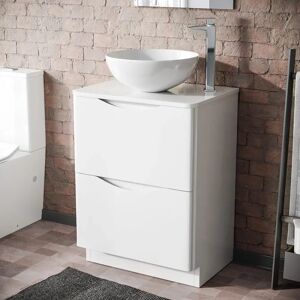 Willesden Bathrooms Merton White 600mm Bathroom Vanity - Freestanding, Ceramic Basin Willesden Bathrooms Merton White 600mm Bathroom Vanity - Freestanding, Ceramic Basin