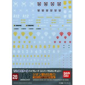 Bandai MS 1 Gundam Decal - Water Slide voor 1/144 HGUC Zeon Bandai MS 1 Gundam Decal - Water Slide voor 1/144 HGUC Zeon