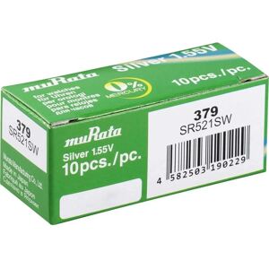 Murata SR521SW-PBWW Silberoxid Knopfzelle - 16mAh - Packung 10 Murata SR521SW-PBWW Silberoxid Knopfzelle - 16mAh - Packung 10