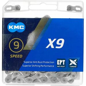 KMC X9 EPT Silver 114 Links Chain - 9 Speed - MTB & Road KMC X9 EPT Silver 114 Links Chain - 9 Speed - MTB & Road