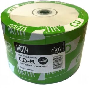 Arita Ritek 700MB White Inkjet Printable CD-R - 52x Discs Arita Ritek 700MB White Inkjet Printable CD-R - 52x Discs
