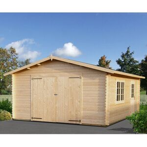 Palmako Roger 4.5m x 5.5m Log Cabin Garage - Double Doors Palmako Roger 4.5m x 5.5m Log Cabin Garage - Double Doors