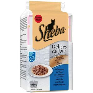 Marque Sheba Modèle - Saumon, Thon et Cabillaud en Sauce - Nourriture pour Chat - Publicité Marque Sheba Modèle - Saumon, Thon et Cabillaud en Sauce - Nourriture pour Chat - Publicité