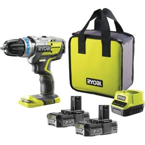 Parafusadeira de impacto Ryobi - 18V sem escovas com 2 baterias - Modelo R18PDBL-220S Parafusadeira de impacto Ryobi - 18V sem escovas com 2 baterias - Modelo R18PDBL-220S
