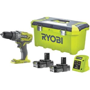 Ryobi Cordless Drill Kit - 2 Batteries, 18V, Percussion, 50Nm Ryobi Cordless Drill Kit - 2 Batteries, 18V, Percussion, 50Nm