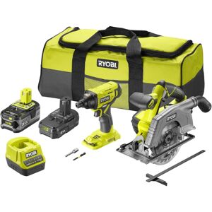 Ryobi OnePlus 18V Perceuse à percussion et scie circulaire - 2 batteries, chargeur - R18 - Publicité Ryobi OnePlus 18V Perceuse à percussion et scie circulaire - 2 batteries, chargeur - R18 - Publicité