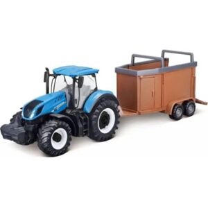 Bburago New Holland T7.315 Tractor - Veevoerbak trailer Bburago New Holland T7.315 Tractor - Veevoerbak trailer