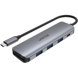 Unitek H1107C Hub USB-C - 6 Porte, 100W PD - Grigio - Hub USB Unitek H1107C Hub USB-C - 6 Porte, 100W PD - Grigio - Hub USB