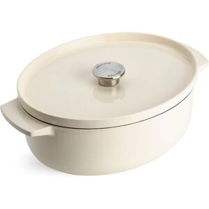 KitchenAid Almond Cream 30cm Cast Iron Oval Casserole - Non-Stick KitchenAid Almond Cream 30cm Cast Iron Oval Casserole - Non-Stick