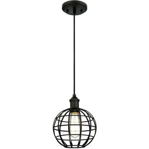 Westinghouse Model - Black Matte Pendant Light with Globe Cage - Indoor Westinghouse Model - Black Matte Pendant Light with Globe Cage - Indoor