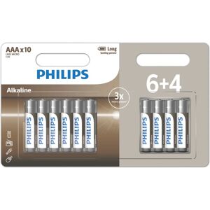 Philips LR03A10BP/10 - AAA alkaline batterier 10 stk Philips LR03A10BP/10 - AAA alkaline batterier 10 stk