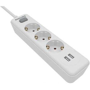 Philips SPN3032WA/10 Stromverteiler - 3 Steckdosen, 2 USB, Weiß Philips SPN3032WA/10 Stromverteiler - 3 Steckdosen, 2 USB, Weiß