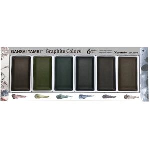 Kuretake Gansai Tambi Graphite Colors - 6 Color Watercolor Set Kuretake Gansai Tambi Graphite Colors - 6 Color Watercolor Set