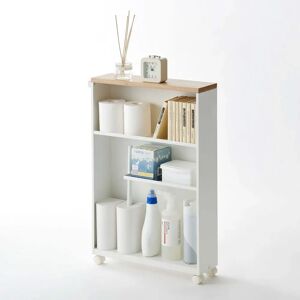 Étagère de salle de bain Yamazaki - Acier blanc & Bois - 4306 - Publicité Étagère de salle de bain Yamazaki - Acier blanc & Bois - 4306 - Publicité